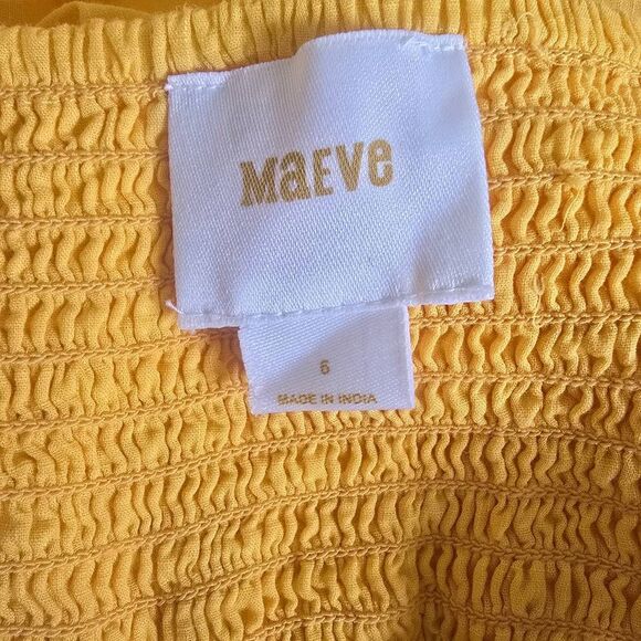 Anthropologie Maeve Yellow Pintuck Button Front Smocked Back Maxi Dress , EUC, S - Picture 14 of 16